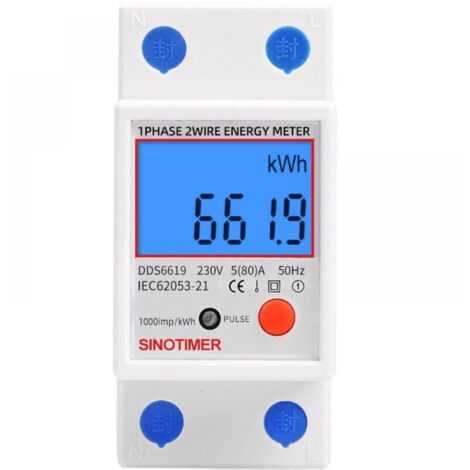 Sous compteur électrique monophasé, certifié MID, 45A max modulaire, Simple tarif, Affichage LCD (1/4)