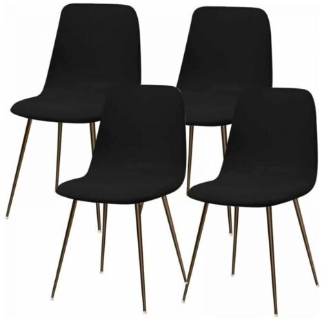 Housse de chaise extensible lot de 4 – Tissu lavable noir – Protection contre taches et usure – Décoration moderne pour salle à manger (1/4)