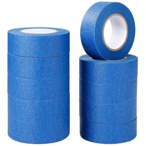 Lot de 10 rouleaux de ruban de masquage bleu 25 mm × 20 m – Pour peinture et décoration – Application facile sur surfaces propres