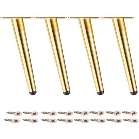 Pieds de table en métal, pieds de canapé inclinés, pour régler la hauteur de la table, doré, lot de 4, 25 cm (1/5)