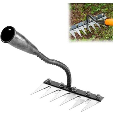 Râteau de désherbage robuste en acier au carbone à 6 dents pour le jardinage (1/4)