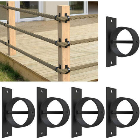 Lot de 5 supports de corde en jute, crochets de corde de chanvre, supports de corde de chanvre pour terrasse, clôture, balustrade d'escalier