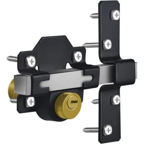 Verrou de portail longue portée, 70 mm, double verrouillage, acier inoxydable, pour portails en bois, 5 clés