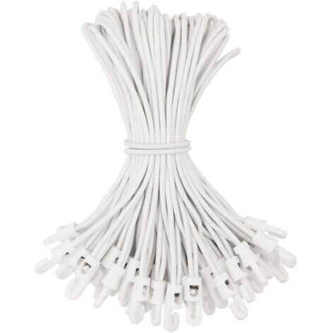 Petit cordon élastique avec crochets pour bâches, camping, tentes, 50 pièces, 26 cm (blanc) (1/4)
