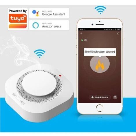 Tigrezy Alarme de fumee a domicile Detecteur de fumee Tuya Intelligent WiFi Alarme incendie Tuya (1/4)
