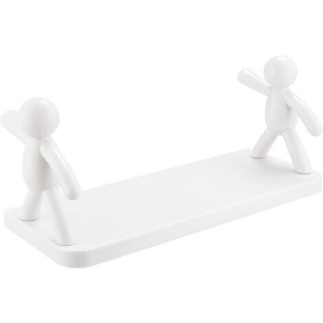 Étagère murale flottante en plastique pour salle de bain - Rangement pour cosmétiques/épices, sans perçage, étagère murale pour livres/présentoir, blanche (1/5)