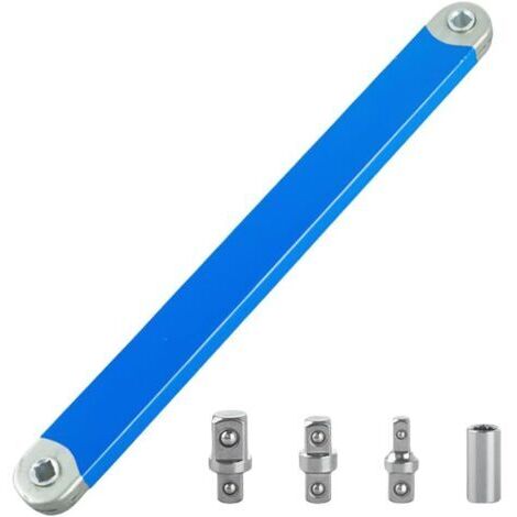 Clé à rallonge décalée, clé à cliquet décalée à chocs, clé à douille pour espaces restreints et fixations difficiles d'accès (bleue) (1/5)