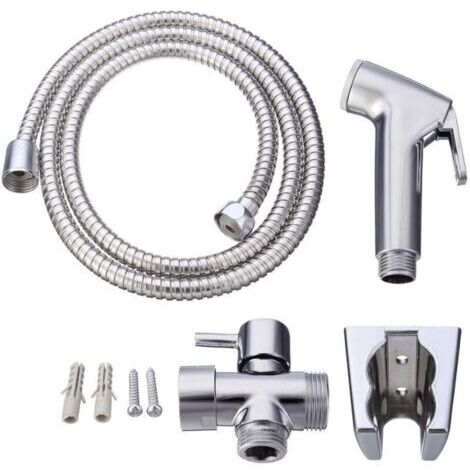 Kit hygiène WC. Robinet 3 voies + Douchette ABS + Flexible 1,5m + Support (1/4)