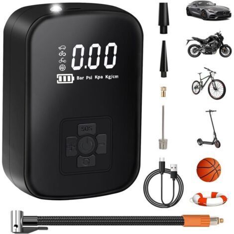 Compresseur d'air portable, 150 PSI, avec écran LCD numérique, 4 modes, gonfleur de pneus rechargeable pour voiture, vélo, moto, scooter, ballon (1/4)