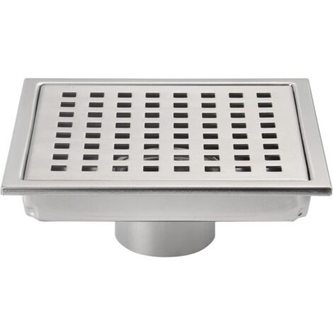 Siphon de sol carré de 6 pouces, grille avec couvercle amovible, acier inoxydable SUS304, nickel brossé (1/4)
