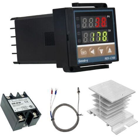 Régulateur de température numérique PID 0-1300 °C – Alarme haute/basse – Sortie SSR – Multi-capteurs K, S, T, E – Précision ±1 °C - REX-C100