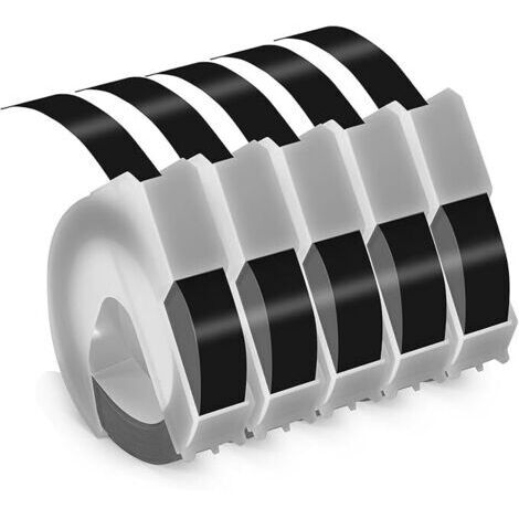 rubans d'étiquettes compatibles Dymo, ruban gaufré 3D de 9 mm, compatible avec Dymo Omega S, Junior S0717900, Organizer Xpress Embossing Etiqueteuse, Lot de 5 (1/5)