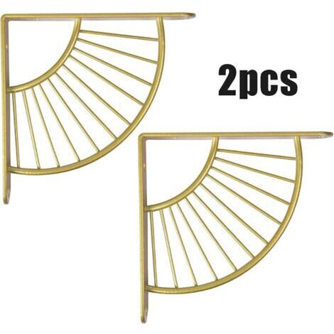 2 pcs Support d'étagère murale,Support mural en métal en acier inoxydable,Support triangulaire flottant,Cuisine Chambre Bureau,Or,20 cm (1/5)