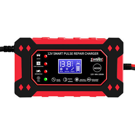 12V6A Chargeur de Batterie,Chargeur Batterie Moto Mainteneur avec Automatique Réparation Fonction avec Écran LCD,Chargeur Moto pour Voiture Moto Camion, AGM,Gel,SLA (4Ah-100Ah) (1/5)