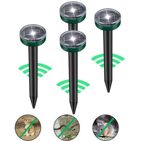 Répulsif Taupe Solaire à Ultrason LED pour Jardin Pelouse, circulaire 4pcs. (1/5)