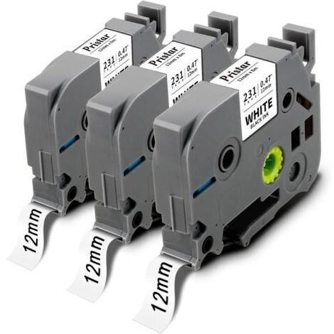 12mm Compatible pour Brother TZe-231 TZ231 TZ-231 Tze Noir sur Blanc Laminé Cassette pour Brother PT-H100LB H107B E110 H200 P300BT P700 D400VP H100lb (1/5)