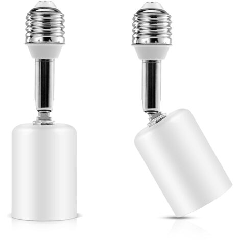E27 Adaptateur de base extension, E27 Prolongateur de douille de lampe, Adaptateur de support de lampe, Métal et céramiques Matériaux, Blanc (2) (1/4)