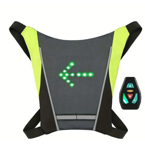 Gilet Cyclisme LED 134 Réfléchissant Vélo Sécurité 4 Signaux Télécommande USB Gris 280g CE (1/4)