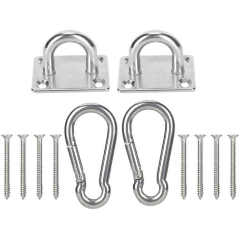 Plaque d'ancrage en acier inoxydable pour hamac, anneau de fixation toiture et sandows de suspension (1/4)