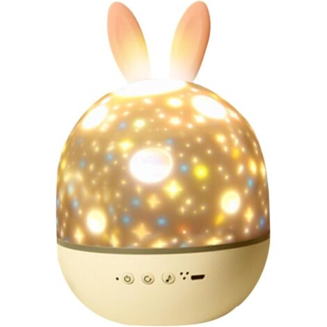 Veilleuse Lapin avec Projection Étoilée Rotative et Musique Bluetooth Télécommande, Lampe de Chevet Multifonction pour Chambre Enfant Bébé, Cadeau Idéal Famille Ambiance Douce (1/4)