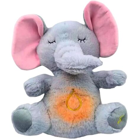 Générique Veilleuse qui respire au même rythme qu'un humain, avec lumière intégrée et musique pour apaiser les enfants + 11 explorations sensorielles (éléphant-1) [Classe énergétique A] (1/4)