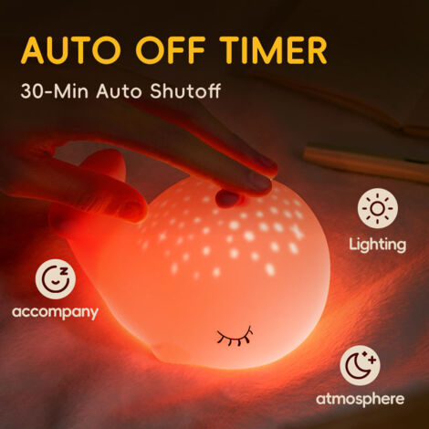 Veilleuse en silicone rose en forme de petite baleine, 7 couleurs, 3 niveaux de luminosité, recharge par port Type-C avec commande tactile, minuterie de 30 minutes, lampe de chevet pour chambre d'enfa (1/4)