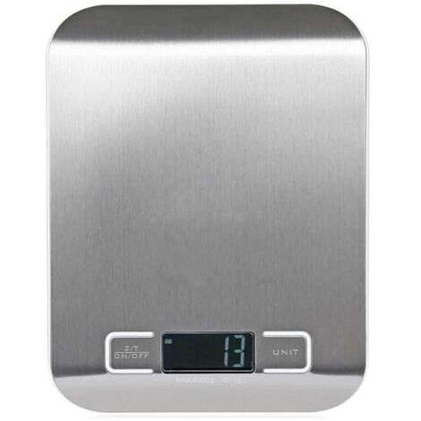 Balance électronique numérique rétroéclairée en acier inoxydable – mini balance de haute précision (précision 0,1 gramme) – idéale pour la cuisine et la préparation du café (capacité maximale : 5 kg) (1/5)