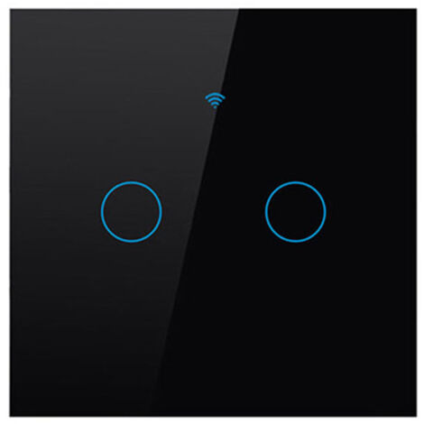 Interrupteur intelligent WiFi bipolaire unipolaire noir, compatible avec Alexa, interrupteur tactile mural double WiFi, contrôlable via l'application Tuya/Smart Life, modèles universels monophasés et 