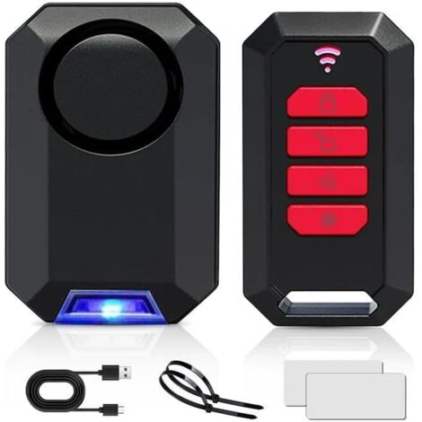 Alarme pour vélo — Dispositif antivol sans fil pour vélos et motos Alarme de sécurité étanche 113 dB (télécommande incluse) Équipement antivol pour motos et véhicules (1/5)