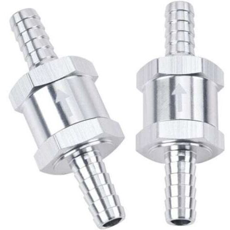 Lot de 2 Clapets Anti-retour Unidirectionnels 3/8" (10mm) pour Carburant Diesel - Aluminium Argent pour Systèmes Basse Pression (1/4)