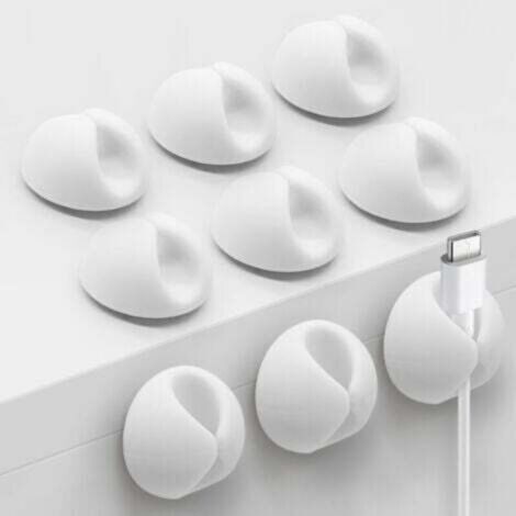 Lot de 10 clips auto-adhésifs pour fils et câbles, organisateur de bureau, blanc - Lot de 10 clips (1/4)