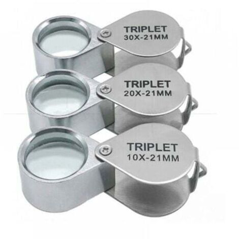 Loupe de bijoutier 10x/20x/30x loupe pliable en alliage d'aluminium et verre optique loupe de poche compacte avec étui (1/4)