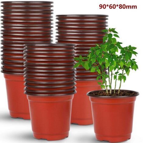 Lot de 100 pots de pépinière en plastique 9x8 cm, souples réutilisables pour semis fleurs légumes succulentes indoor outdoor (1/4)