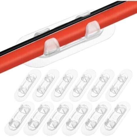 [Clips adhésifs pour câbles] Lot de 20 (10 grands + 10 petits) transparents forte adhésion (1/4)