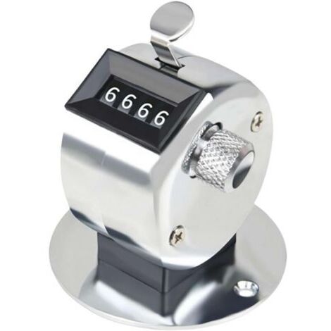 Compteur de clics manuel en métal argenté à 4 chiffres - Compteur mécanique de table pour données et statistiques - Expositions, conférences, événements (1/4)