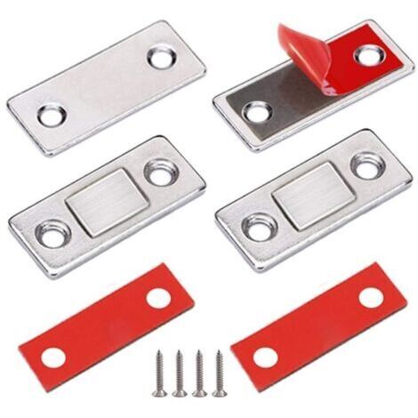 Loquet Magnétique 2 Pièces Très Mince (4.5mm) Aimant Porte Placard Fermeture Adhesive 2kg (1/4)