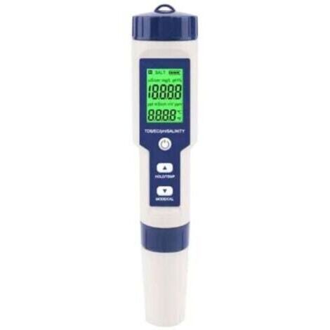 5 en 1 Testeur de Salinité de Piscine et D'eau de Mer - TDS, pH, Conductivité, Température, IP67