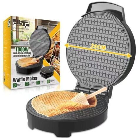 Machine à gaufres ronde commerciale 1000 W Gaufrier électrique à revêtement antiadhésif pour cornets de crème glacée et rouleaux d'œufs