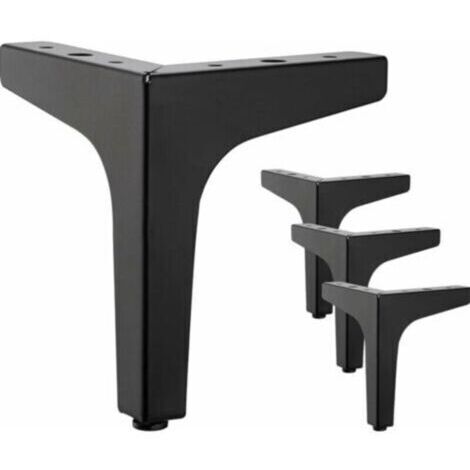 Pieds de meubles lot de 4 - Pieds métal noir 10cm pour canapé, table, TV et armoire (1/4)