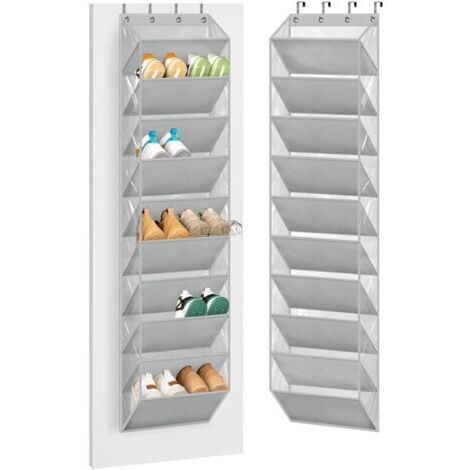 Organiseur à chaussures 10 niveaux porte PVC robuste 180cm H pour placard et dortoir