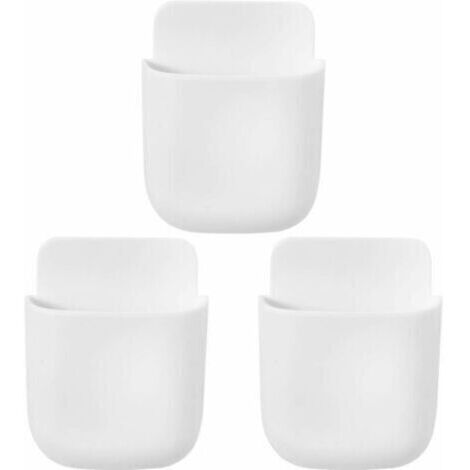 Organisateur mural de télécommandes 3 pièces, modèle ABS blanc 11,5x9x3,5 cm - Support multimédia universel pour TV, bureau, réfrigérateur