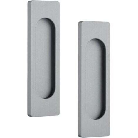 Poignées de porte coulissante ovales Lot de 2 autocollantes en alliage d'aluminium sans perforateur affleurante gris mat 100 mm (1/4)