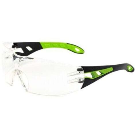 Lunettes de Protection 1 Pièce Noir Vert - Anti-Sable/Coupe-Vent, UV400, Anti-Buée, Résistance Chimique, Léger Sans Métal, Branches Antidérapantes Compatibles Casque (1/4)