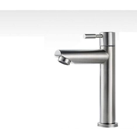 Robinet de salle de bains 1 pièce, robinet d'évier eau froide uniquement, cuivre chromé durable, mécanisme céramique, aérateur 9L/min (1/4)