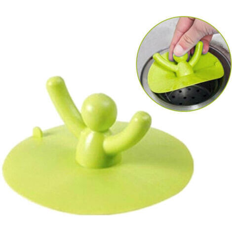 Bouchon de Vidange Silicone 9,5cm X 4cm (Vert) - Bouchon d'Évier Anti-Odeur pour Cuisine/Salle de Bain, Flexible et Facile à Nettoyer (1/4)