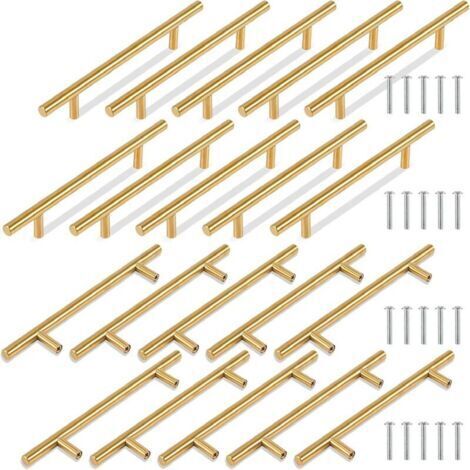 Poignées pour Meuble - Poignée Dorée Cuisine - 20 pcs Poignée Laiton 128mm Poignée Tiroir en Acier Inoxydable avec Installation Facile et Construction Durable (1/4)