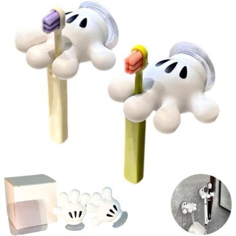 Porte-brosse à dents suspendu en ABS-S, crochet à ventouse amovible sans trace, design original en forme de main (2) (1/4)