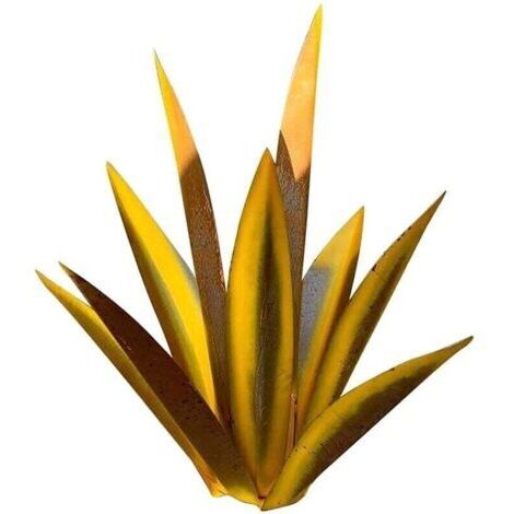 Ornement de jardin sculpté en fer rustique peint, Agave bleu tequila sans base, décoration murale ou statuette, résistant aux intempéries, hauteur 35cm. (1/4)