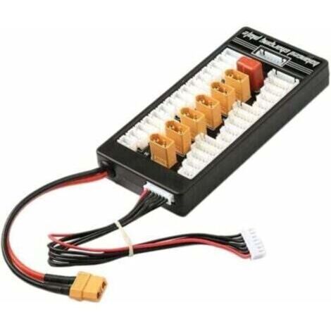 [Chargeur Lipo] XT60 T-Bug 2-6S [Chargeur Parallèle Sécurisé] pour Batteries LiPo, Plaque de Charge Équilibrée 6 Ports avec Protection Fusible 40A, Boîtier Plastique Robust (1/4)