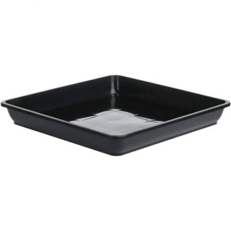 Cuvette en plastique noir 30x30cm pour pots de fleurs, 2 pièces - Bac de drainage carré pour intérieur et extérieur